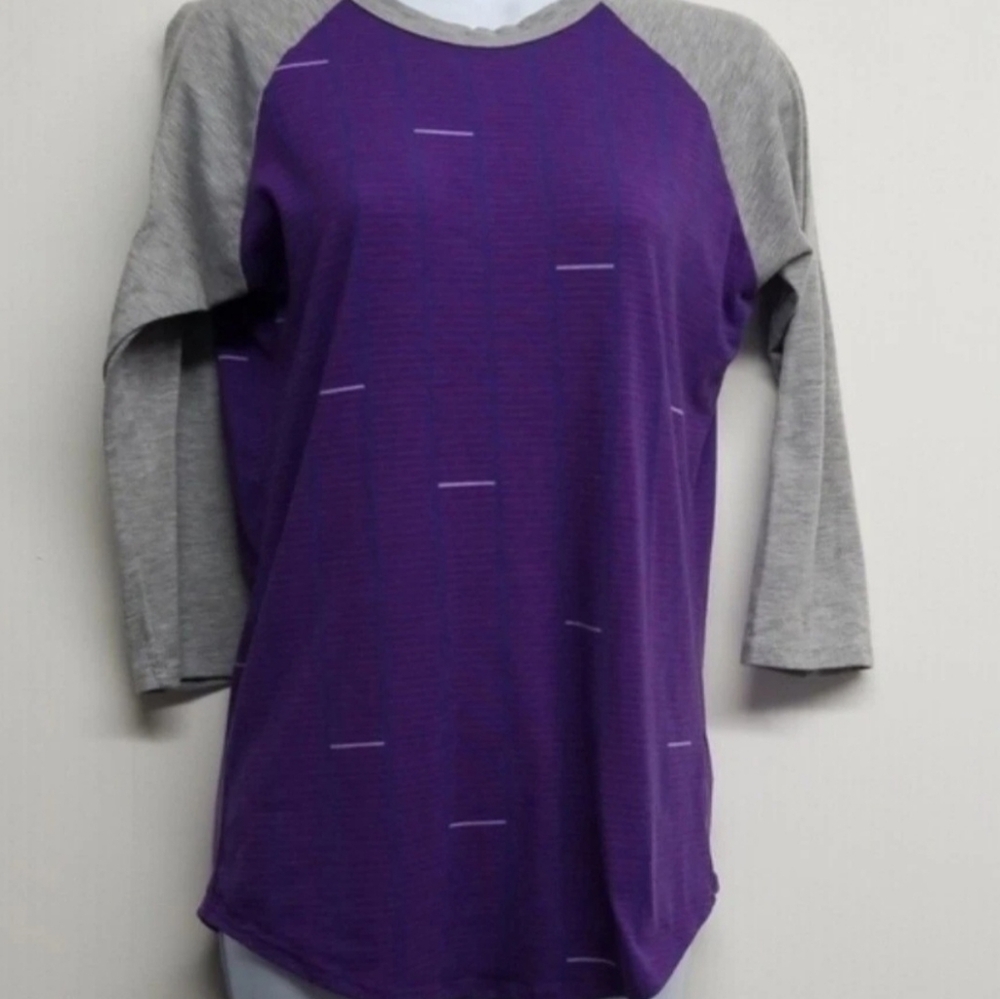 LuLaRoe 3/4 Sleeve Tee Purple, Gray, Blue Women's Size XS Raglan Sleeve